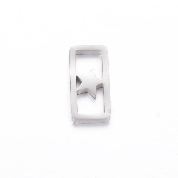 Stainless Steel Electroplated Square Hollow Four Leaf Clover Love Star Pendant Diy Woven Bracelet Accessories