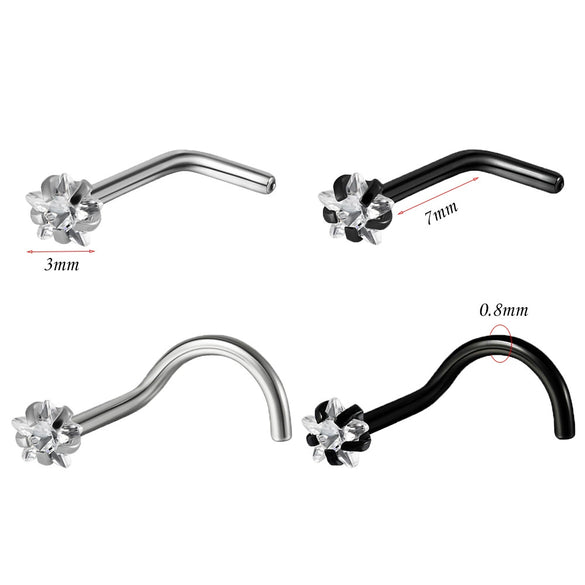 Stainless Steel Electroplated Star Shaped Nose Stud Piercing Accessory