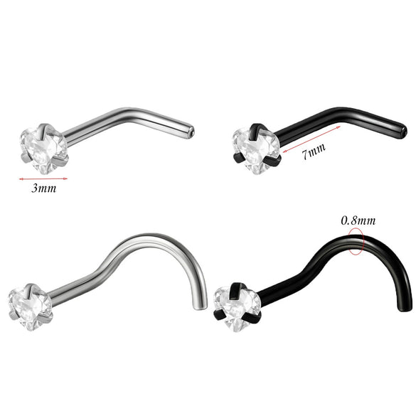 Stainless Steel Electroplated Star Shaped Nose Stud Piercing Accessory