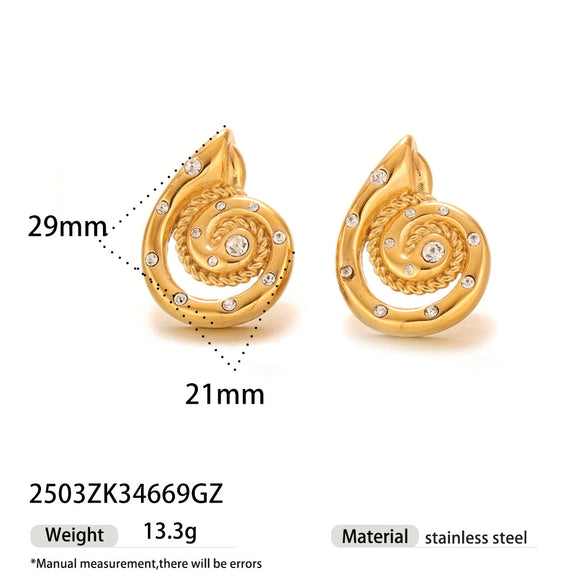 Stainless Steel Electroplated Starfish Inlaid Zircon Ocean Series Women's Earrings