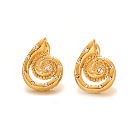 Stainless Steel Electroplated Starfish Inlaid Zircon Ocean Series Women's Earrings