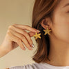 Stainless Steel Electroplated Starfish Inlaid Zircon Ocean Series Women's Earrings