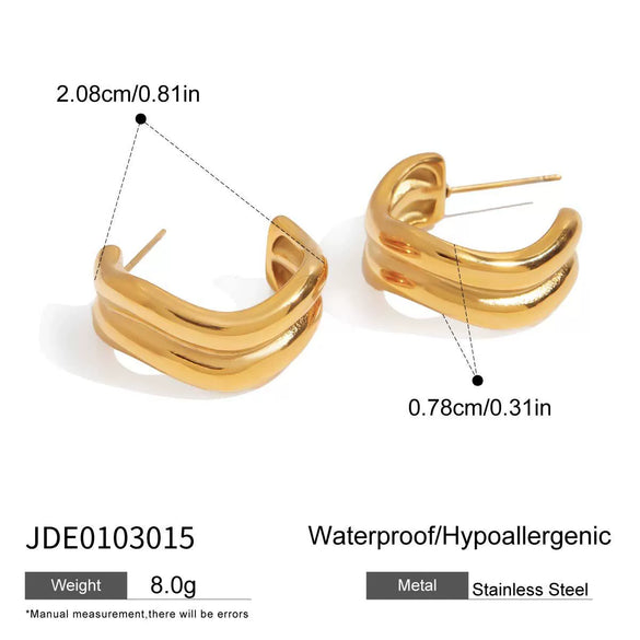 Stainless Steel Electroplated Wave Cshaped Women's Earrings