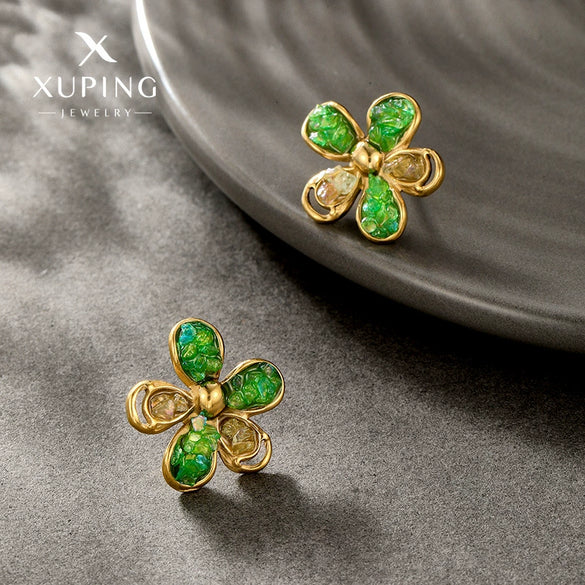 Stainless Steel Electroplated Women's Flower Style Earrings