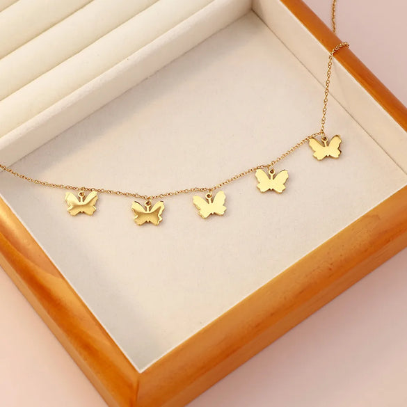 Stainless Steel Elegant Simple Style Butterfly Plating Necklace
