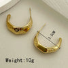 Stainless Steel Embossed Geometric Cshaped Earrings With Electroplating