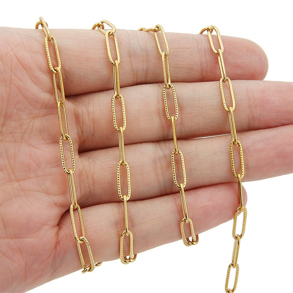 Stainless Steel Embossed Oval Cross Hip Hop Chain Necklace With Electroplating