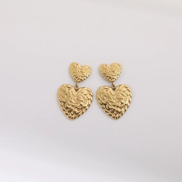Stainless Steel Embossed Star Earrings Electroplated For Women