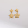 Stainless Steel Embossed Star Earrings Electroplated For Women