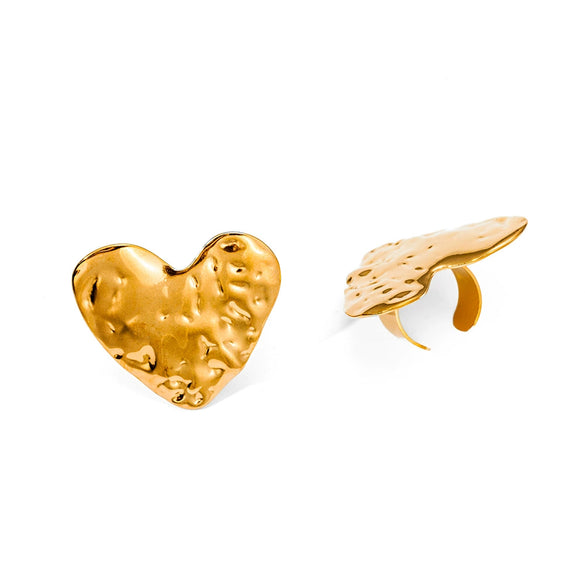 Stainless Steel Embossed Three Dimensional Opening Love Ring With Electroplating Design Unisex