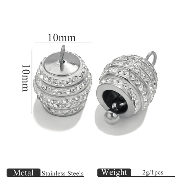 Stainless Steel Enamel Bell Pendant Jewelry Accessories For Bracelet And Anklet With Dripping Oil Treatment Leather Rope Or Red Rope Connection Diy Handmade