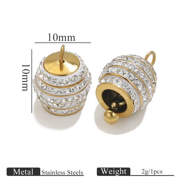 Stainless Steel Enamel Bell Pendant Jewelry Accessories For Bracelet And Anklet With Dripping Oil Treatment Leather Rope Or Red Rope Connection Diy Handmade