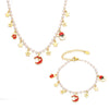 Stainless Steel Enamel Christmas Pendant Bead Necklace And Bracelet Set For Women Cute Cartoon Electroplated Jewelry