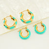 316L Stainless Steel Enamel Drop Glaze Geometric Electroplated Earrings For Women