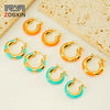 316L Stainless Steel Enamel Drop Glaze Geometric Electroplated Earrings For Women