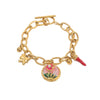 Stainless Steel Enamel Flower Butterfly Pepper Pendant Bracelet With Gold Chain And Ot Buckle Electroplated Jewelry