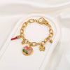 Stainless Steel Enamel Flower Butterfly Pepper Pendant Bracelet With Gold Chain And Ot Buckle Electroplated Jewelry