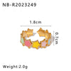 Stainless Steel Enamel Oil Drop Color Heart Shaped Geometric Bohemian Style Adjustable Open Ring For Women 18K Furnace Vacuum Plated