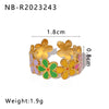 Stainless Steel Enamel Oil Drop Color Heart Shaped Geometric Bohemian Style Adjustable Open Ring For Women 18K Furnace Vacuum Plated