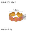 Stainless Steel Enamel Oil Drop Color Heart Shaped Geometric Bohemian Style Adjustable Open Ring For Women 18K Furnace Vacuum Plated