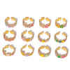 Stainless Steel Enamel Oil Drop Color Heart Shaped Geometric Bohemian Style Adjustable Open Ring For Women 18K Furnace Vacuum Plated