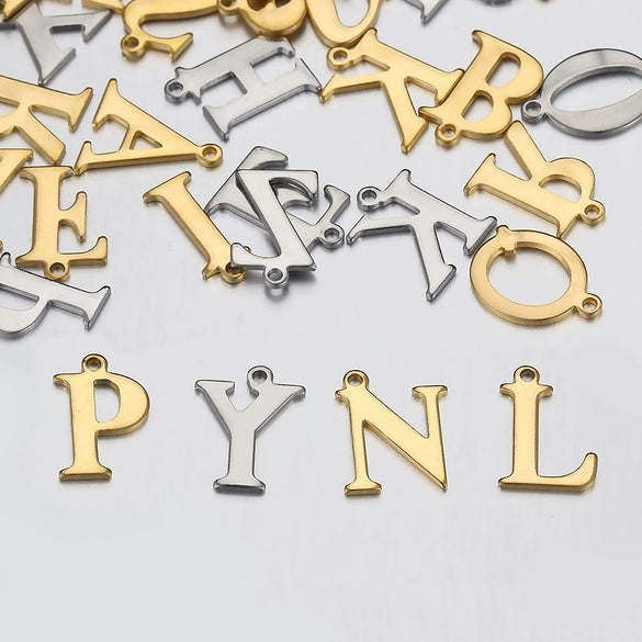 Stainless Steel English Letter Pendant Electroplated Gold Necklace Accessories