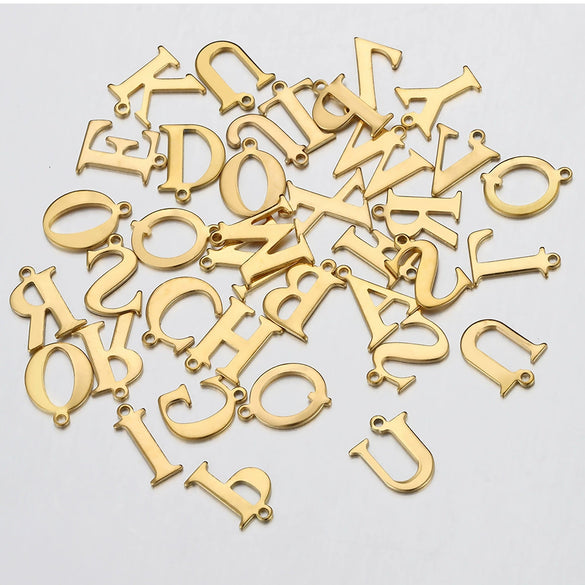 Stainless Steel English Letter Pendant Electroplated Gold Necklace Accessories