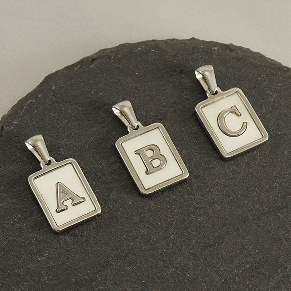 Stainless Steel English Letter Pendant Necklace For Women Polished Style