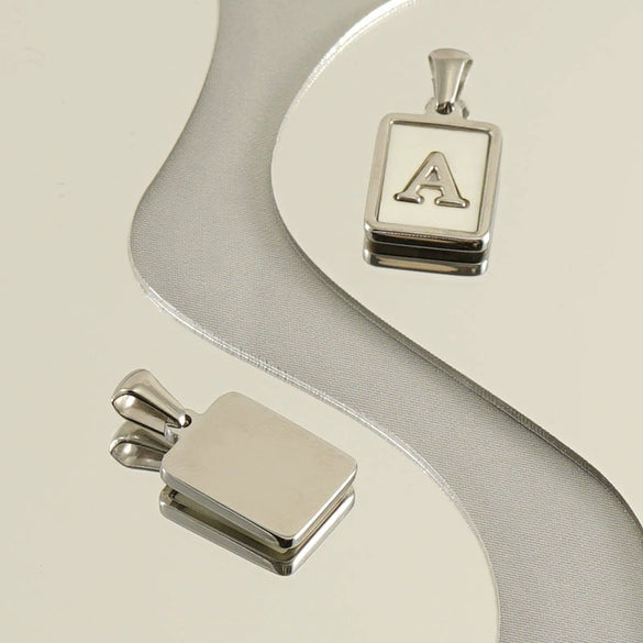 Stainless Steel English Letter Pendant Necklace For Women Polished Style