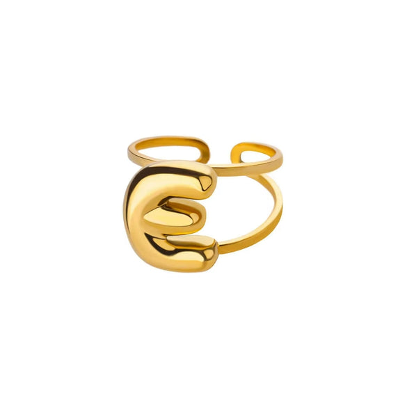 Stainless Steel English Letters Ring Unisex Opening Adjustable Electroplated Minimalist Style