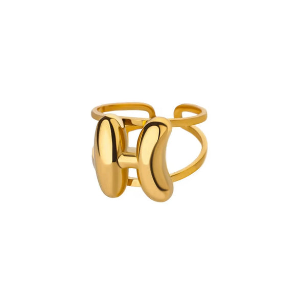 Stainless Steel English Letters Ring Unisex Opening Adjustable Electroplated Minimalist Style