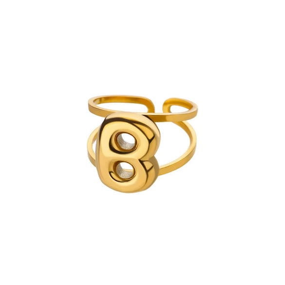 Stainless Steel English Letters Ring Unisex Opening Adjustable Electroplated Minimalist Style