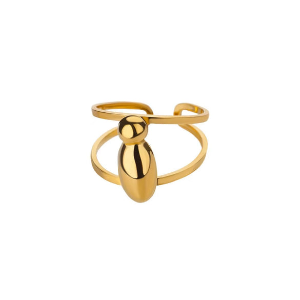 Stainless Steel English Letters Ring Unisex Opening Adjustable Electroplated Minimalist Style