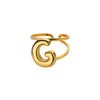 Stainless Steel English Letters Ring Unisex Opening Adjustable Electroplated Minimalist Style