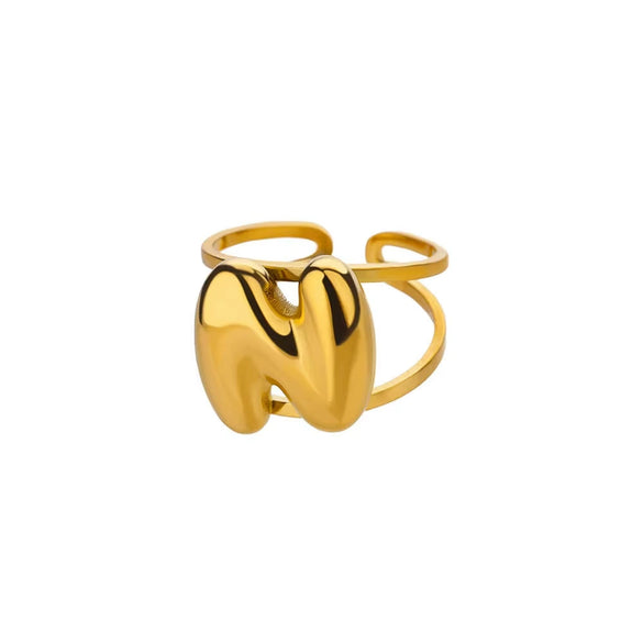 Stainless Steel English Letters Ring Unisex Opening Adjustable Electroplated Minimalist Style