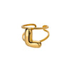 Stainless Steel English Letters Ring Unisex Opening Adjustable Electroplated Minimalist Style