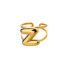 Stainless Steel English Letters Ring Unisex Opening Adjustable Electroplated Minimalist Style