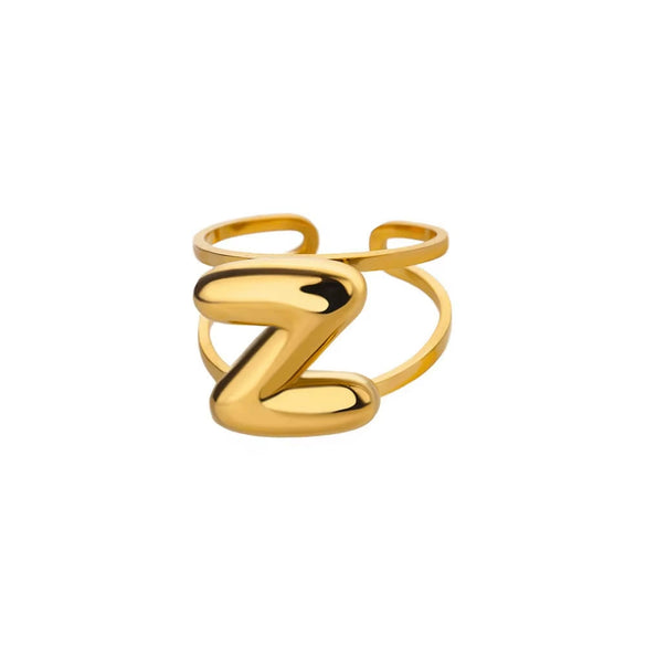 Stainless Steel English Letters Ring Unisex Opening Adjustable Electroplated Minimalist Style