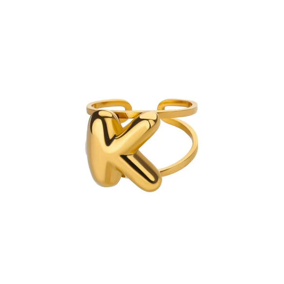 Stainless Steel English Letters Ring Unisex Opening Adjustable Electroplated Minimalist Style