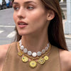 Stainless Steel Evil Eye Pendant With Star And Drop Shape Pattern Vacuum Plated 18K Gold Color