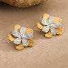 Stainless Steel Exaggerated Colorblocked Flower Electroplated Earrings For Women