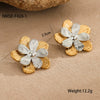 Stainless Steel Exaggerated Colorblocked Flower Electroplated Earrings For Women