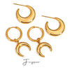 Stainless Steel Exaggerated Crescent Geometric Polished Women's Earrings
