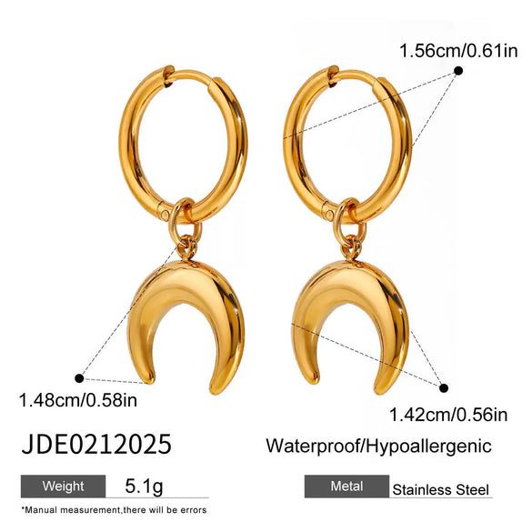 Stainless Steel Exaggerated Crescent Geometric Polished Women's Earrings