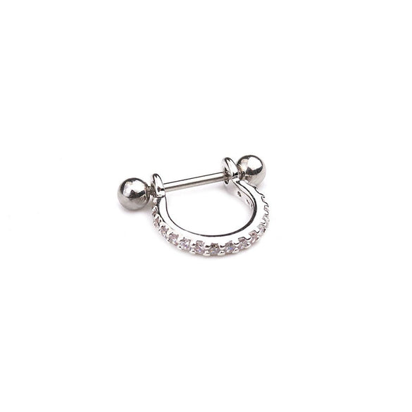 Stainless Steel Exotic Ushape Diamond Microembedded Earrings For Body Piercing Jewelry