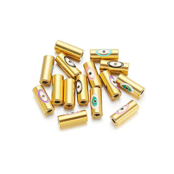 Stainless Steel Eye Cylindrical Loose Beads Dripping Oil Jewelry