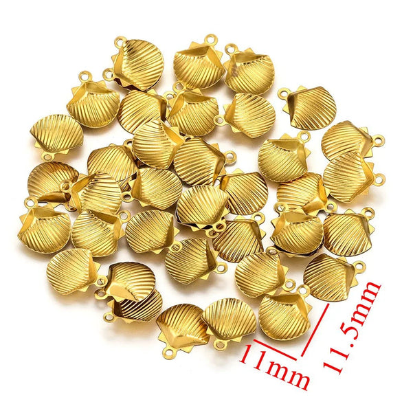 Stainless Steel Fan Shell Pendant Handmade Jewelry With 18K Gold Plated And Electroplating Treatment