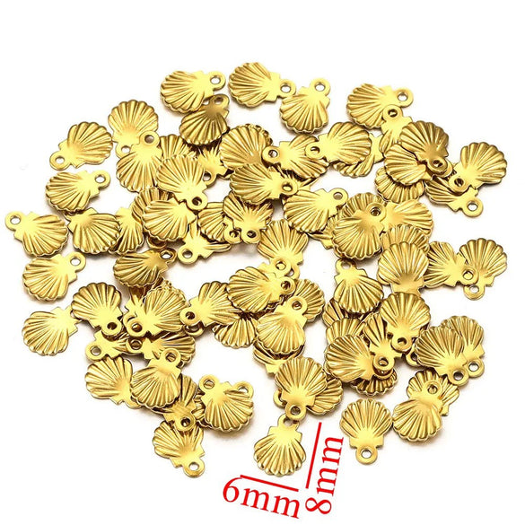 Stainless Steel Fan Shell Pendant Handmade Jewelry With 18K Gold Plated And Electroplating Treatment