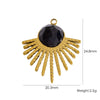 Stainless Steel Fanshaped Pendant Inlaid With Faceted Natural Stone Electroplated Diy Jewelry Accessories