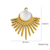 Stainless Steel Fanshaped Pendant Inlaid With Faceted Natural Stone Electroplated Diy Jewelry Accessories
